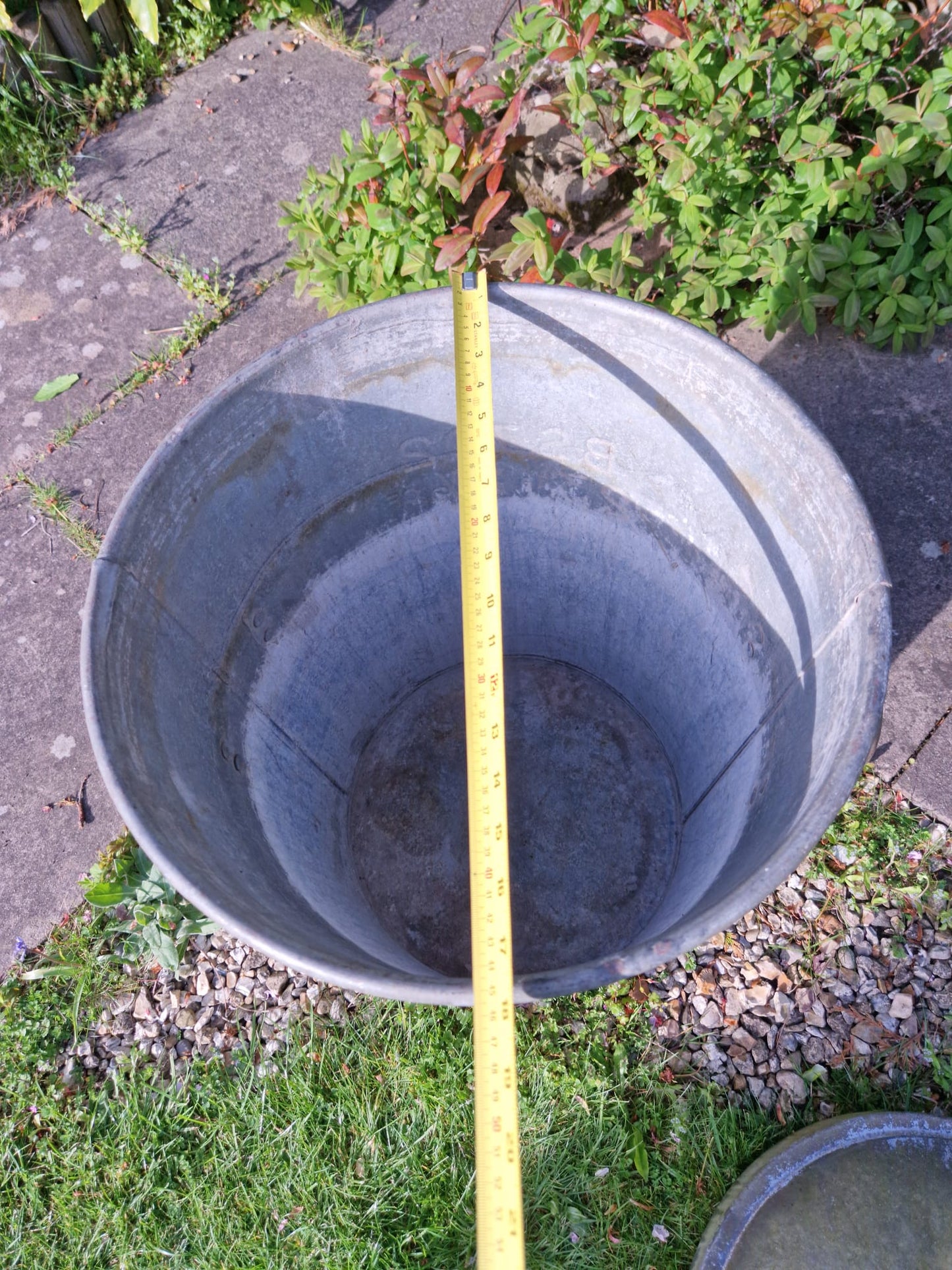 Vintage galvanised Heavy Duty Dustbin With Lid & Handles Dated 1971