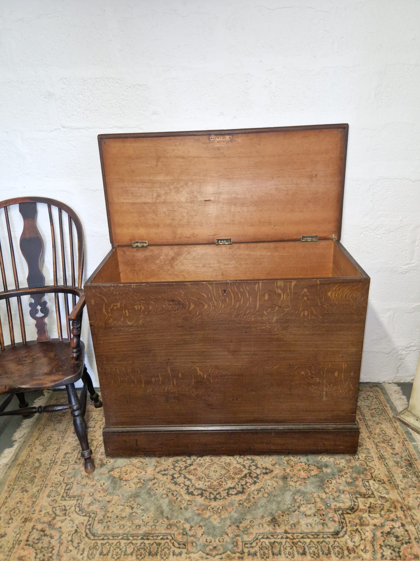 LARGE Antique Chest Original Scumble Wooden Storage Trunk, Blanket Box