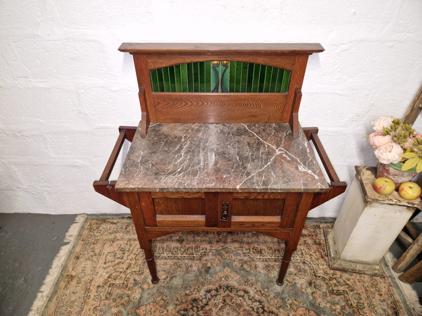 Arts and Crafts Wash Stand. C1920 / 30s Antique Wash Stand with Marble Top