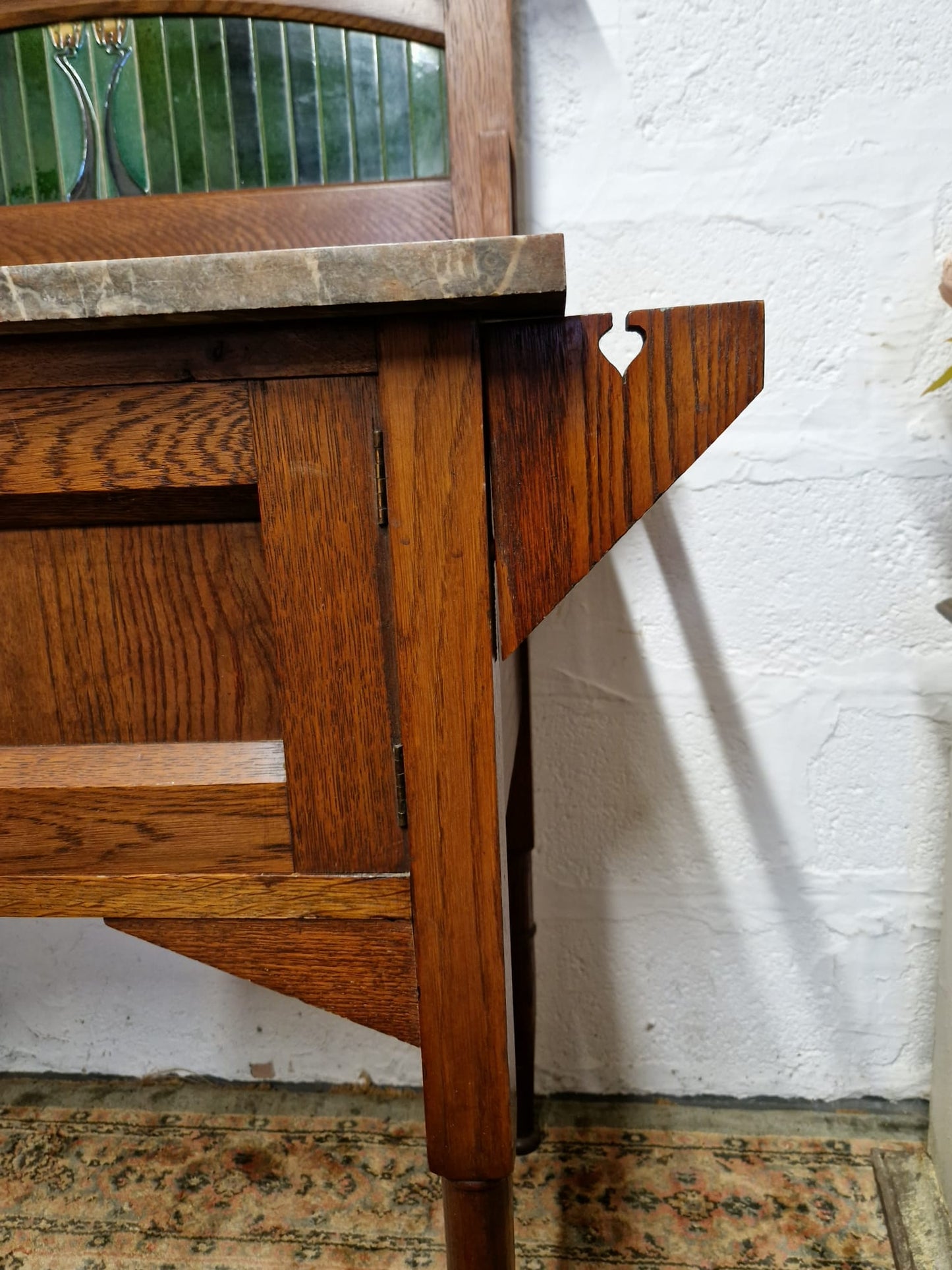 Arts and Crafts Wash Stand. C1920 / 30s Antique Wash Stand with Marble Top