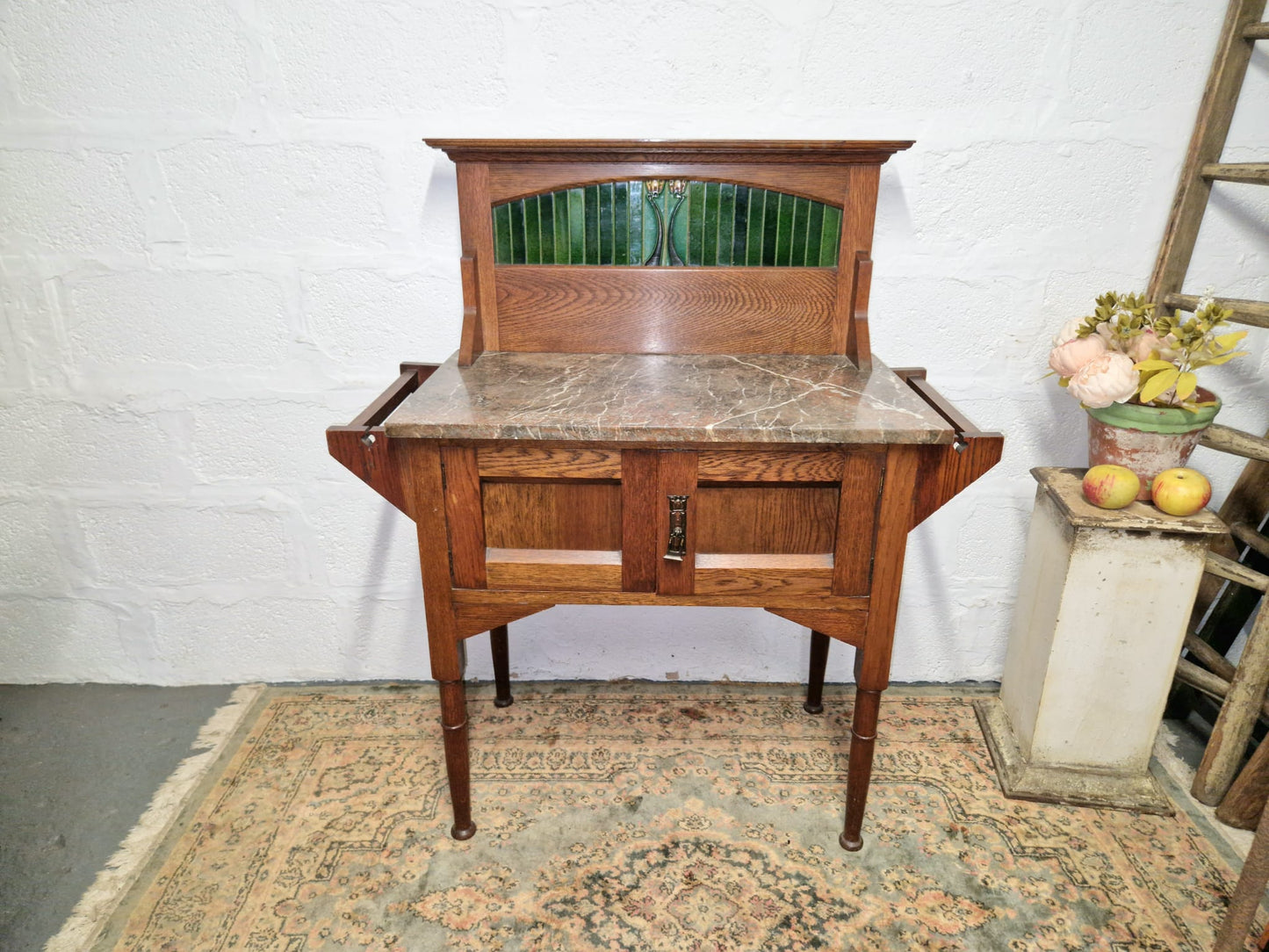 Arts and Crafts Wash Stand. C1920 / 30s Antique Wash Stand with Marble Top