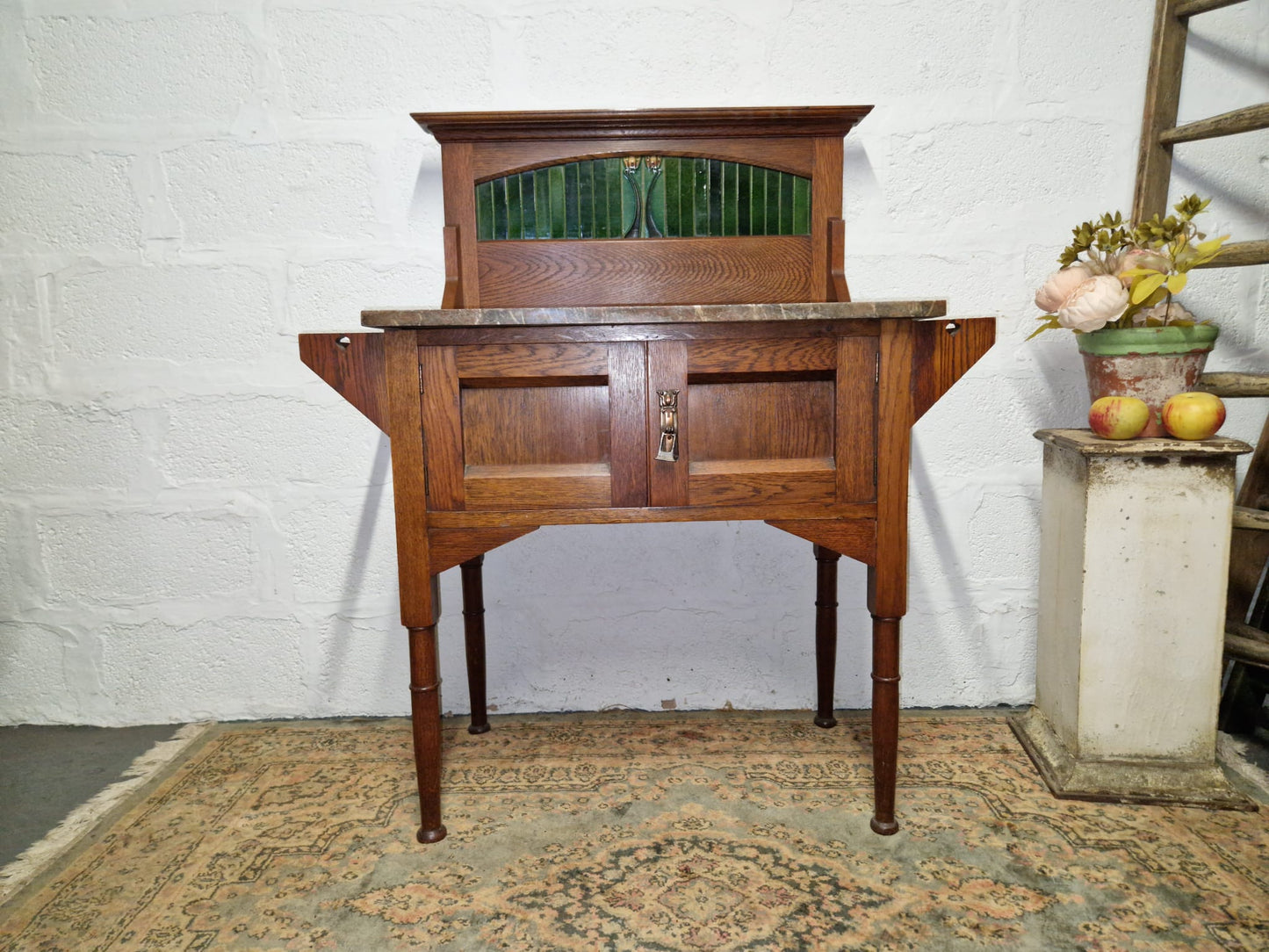 Arts and Crafts Wash Stand. C1920 / 30s Antique Wash Stand with Marble Top