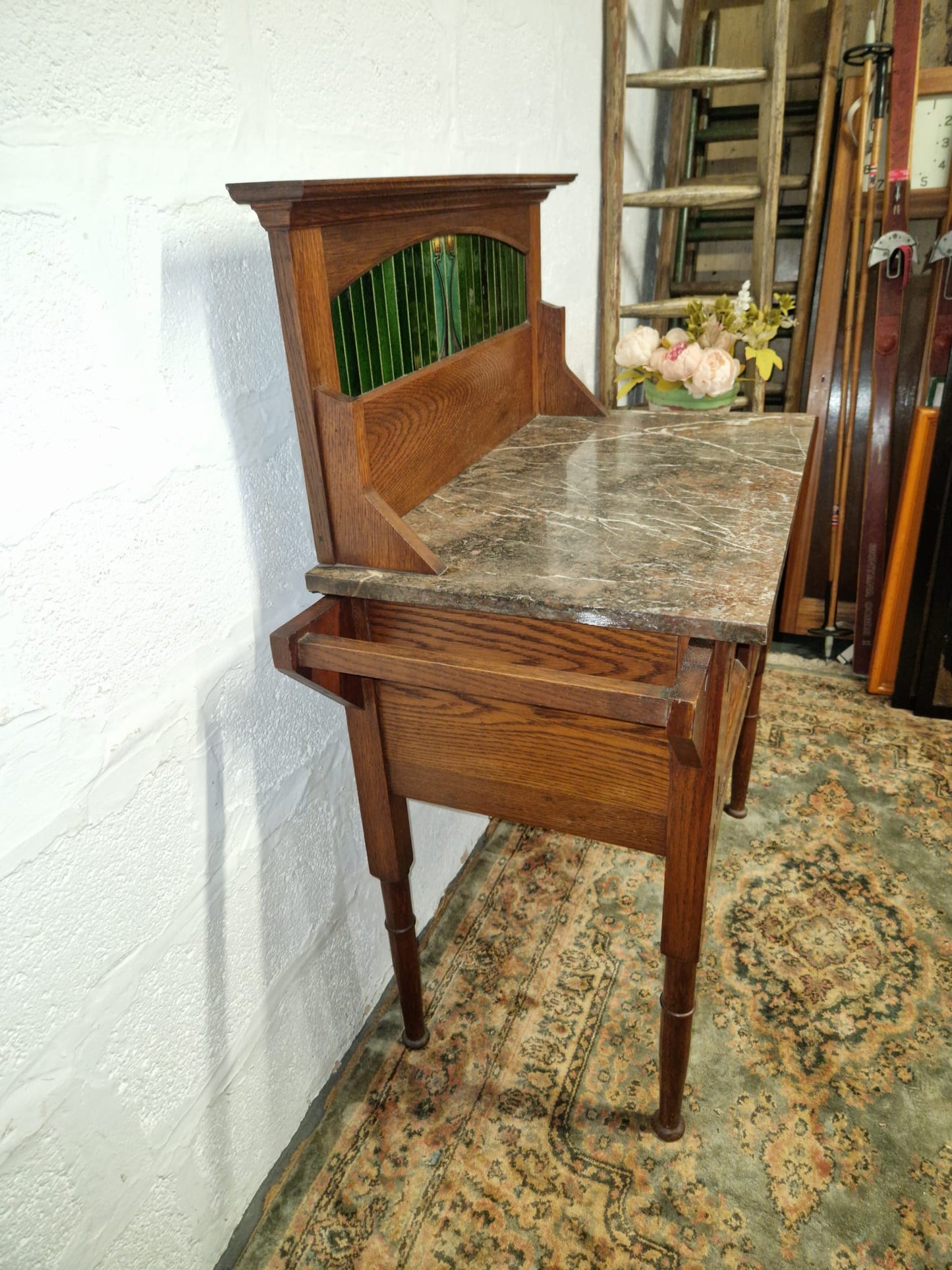 Arts and Crafts Wash Stand. C1920 / 30s Antique Wash Stand with Marble Top