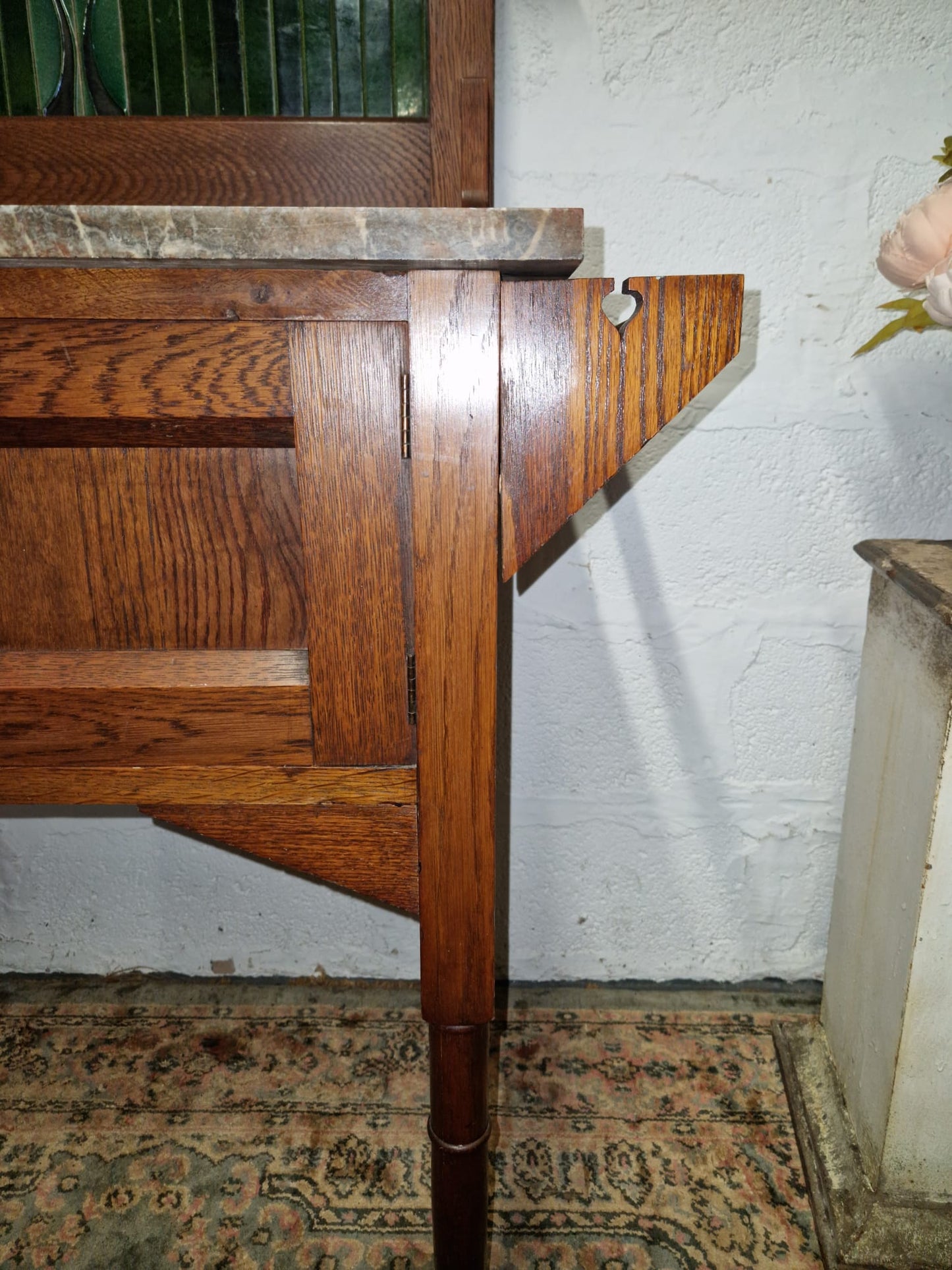 Arts and Crafts Wash Stand. C1920 / 30s Antique Wash Stand with Marble Top