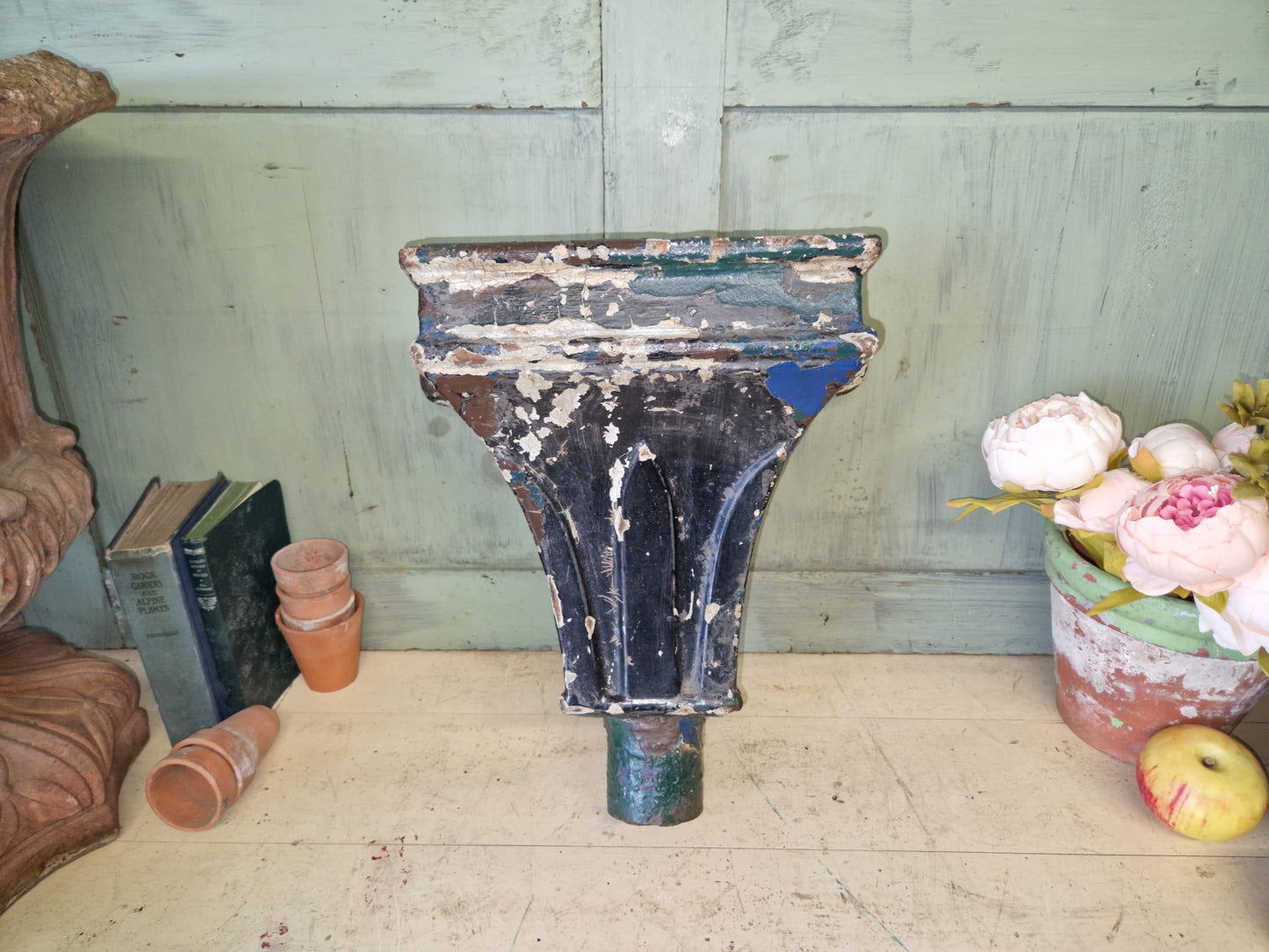 Vintage Cast Iron Drain Hopper Cast Iron Planter Upcycle Chippy Paint