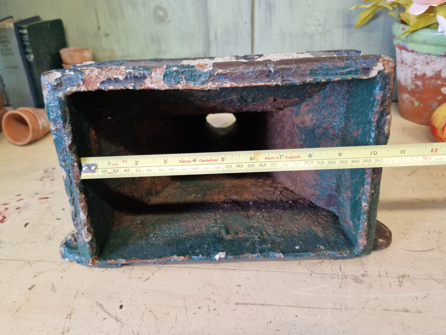 Vintage Cast Iron Drain Hopper Cast Iron Planter Upcycle Chippy Paint