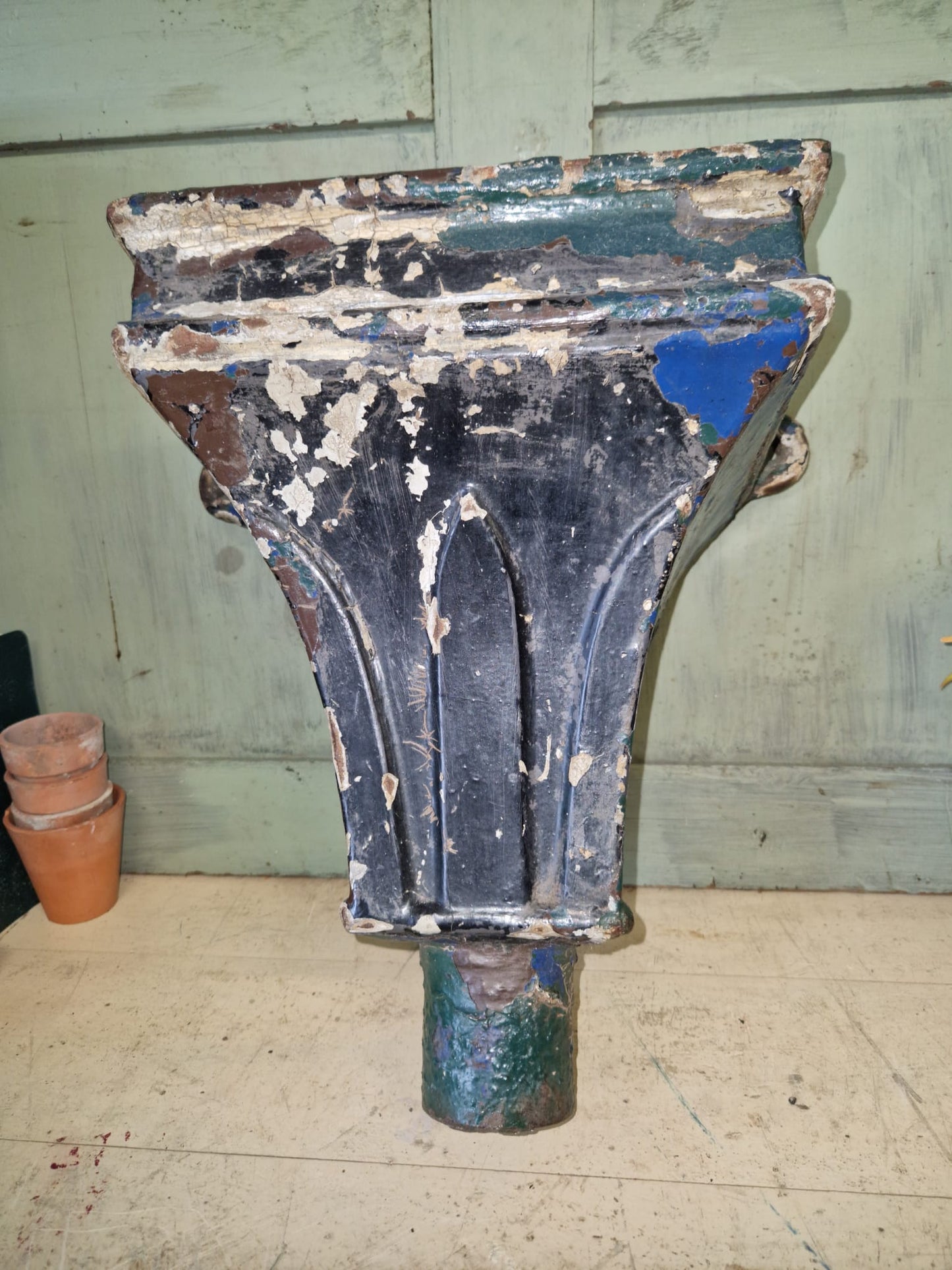 Vintage Cast Iron Drain Hopper Cast Iron Planter Upcycle Chippy Paint