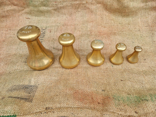 Vintage Avery Brass Weights Capstan Bell Weights 7 lb 4lb 2lb 1lb Plus 8oz