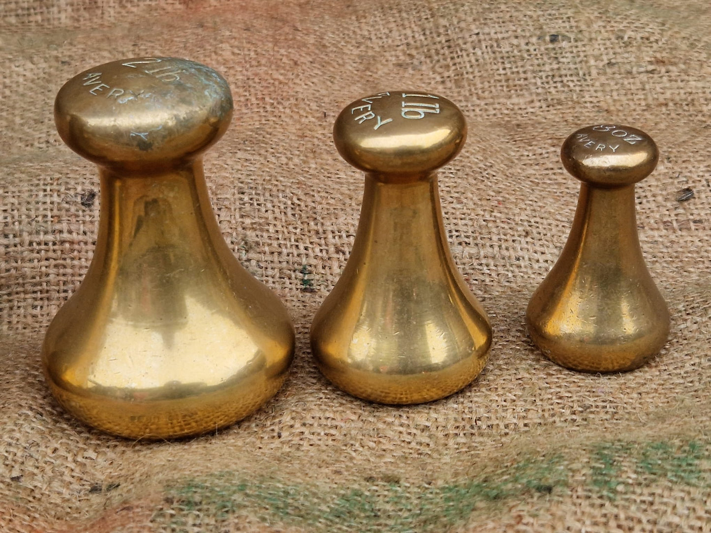 Vintage Avery Brass Weights Capstan Bell Weights 7 lb 4lb 2lb 1lb Plus 8oz