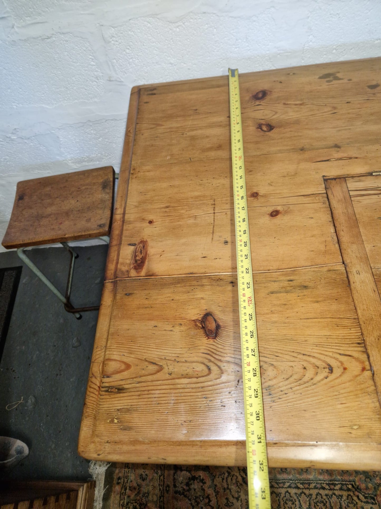 Antique Victorian PINE Farmhouse Table Storage Section Unusual Quality Example