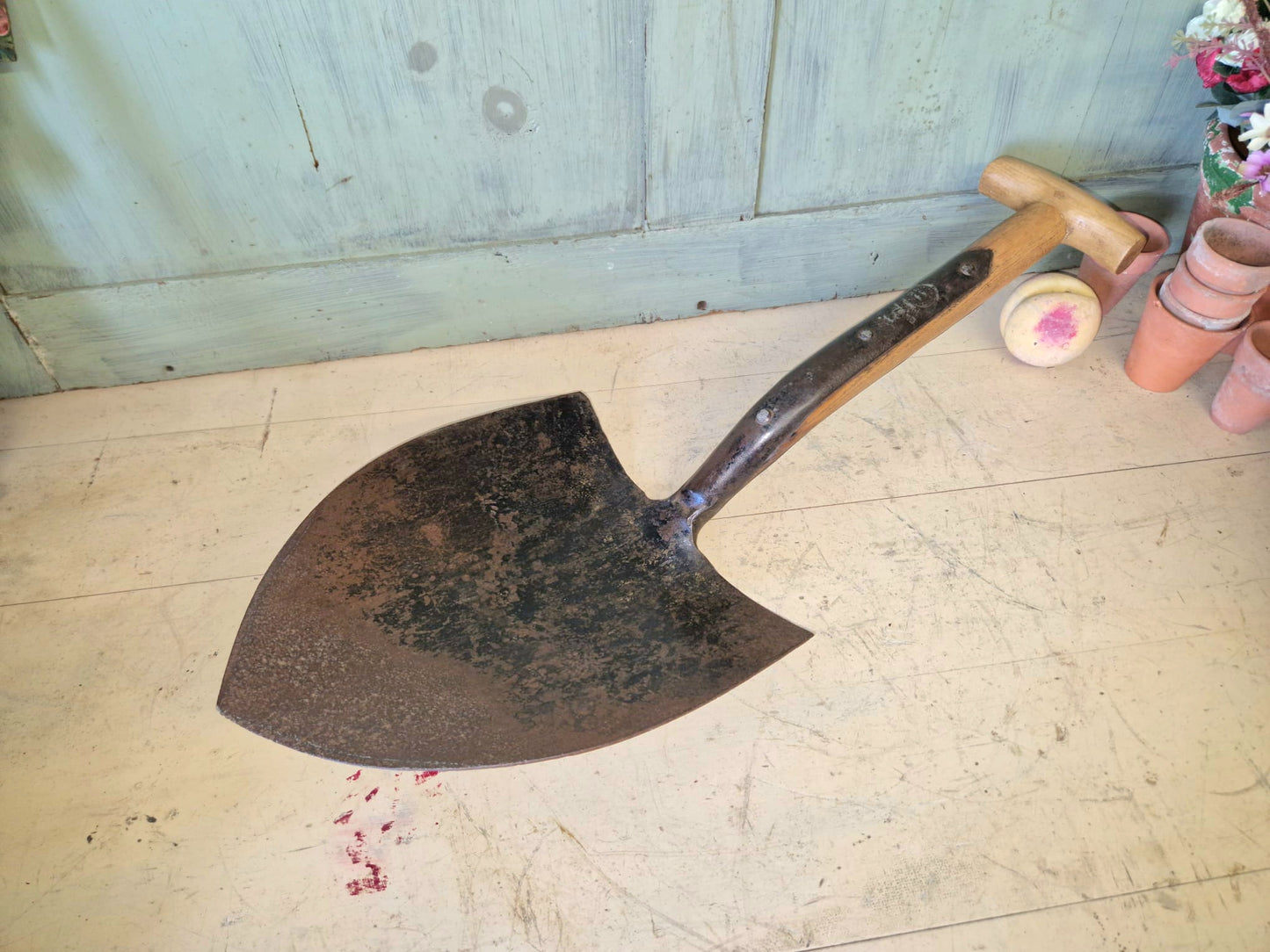 Antique Stockton Heath Military Trench Shovel Dated 1952