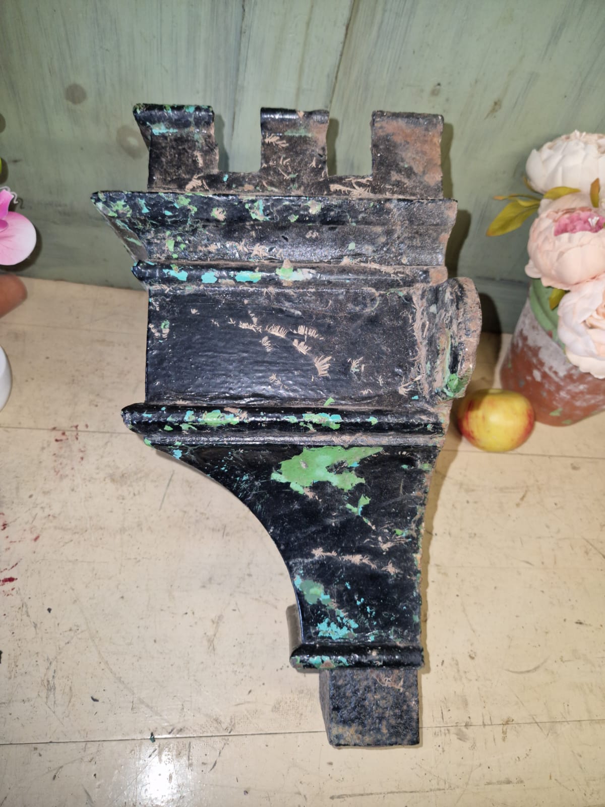 Antique 1890 Cast Iron Drain Hopper Planter Chippy Paint