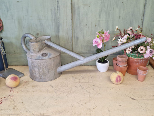 Vintage Haws Galvanised Long Reach Watering Can Brass Badge No Rose