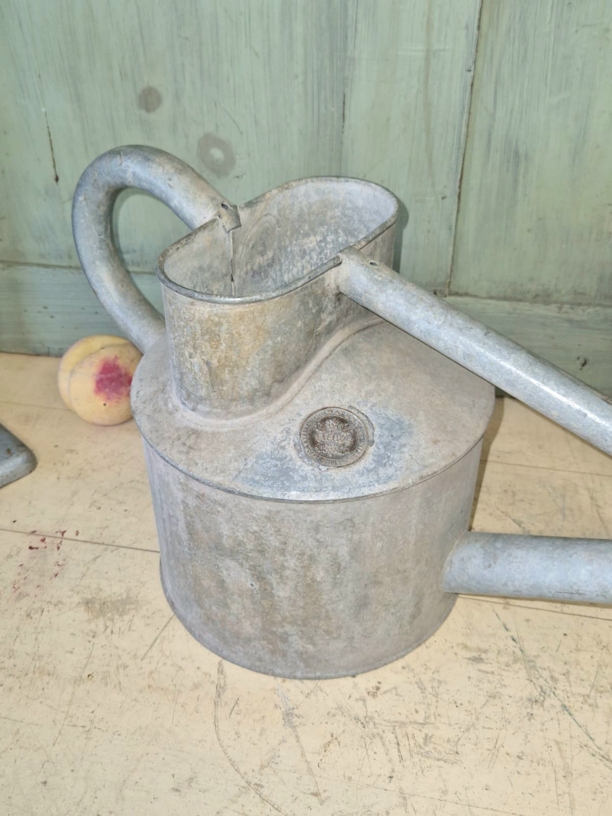 Vintage Haws Galvanised Long Reach Watering Can Brass Badge No Rose