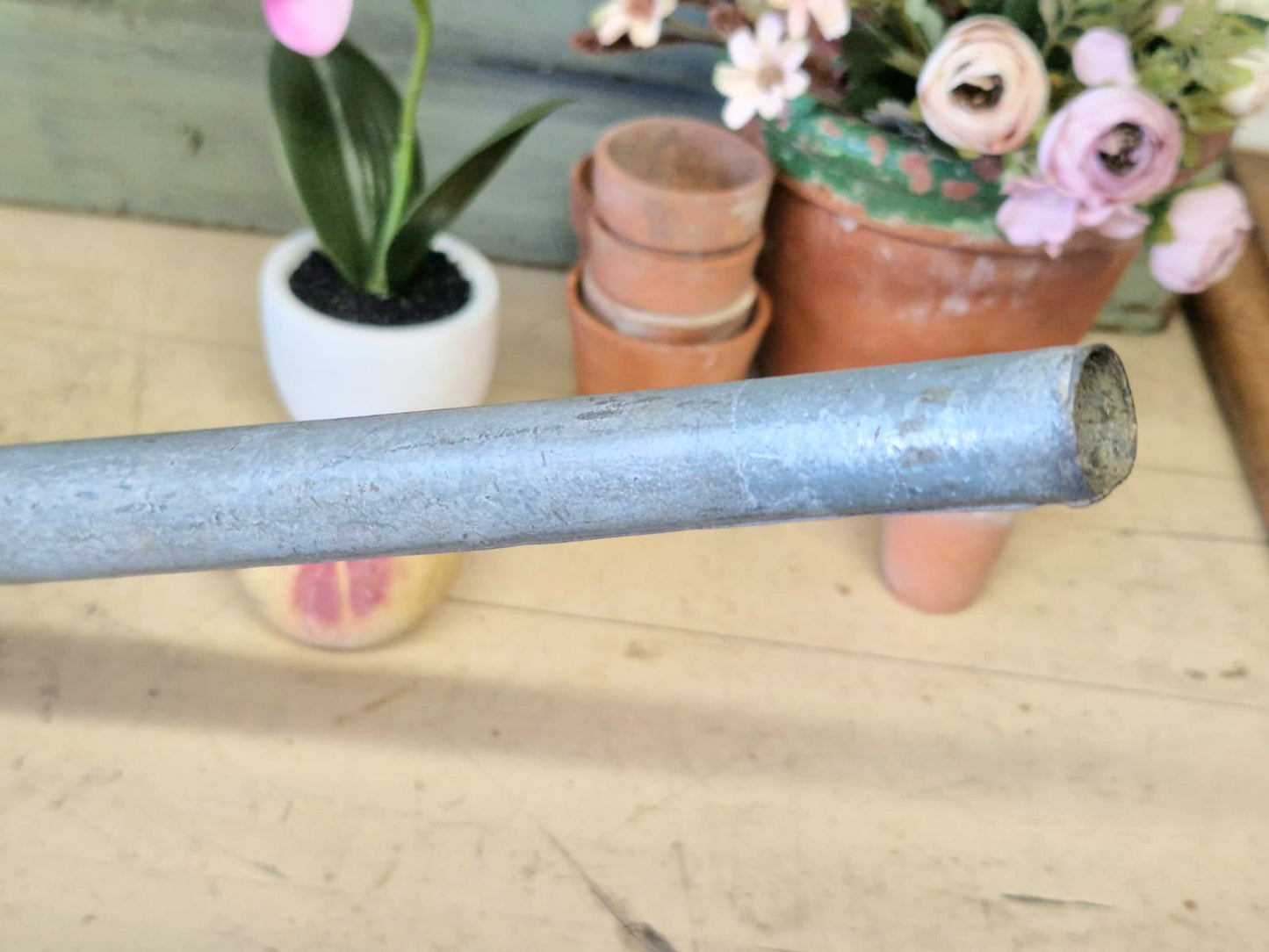 Vintage Haws Galvanised Long Reach Watering Can Brass Badge No Rose