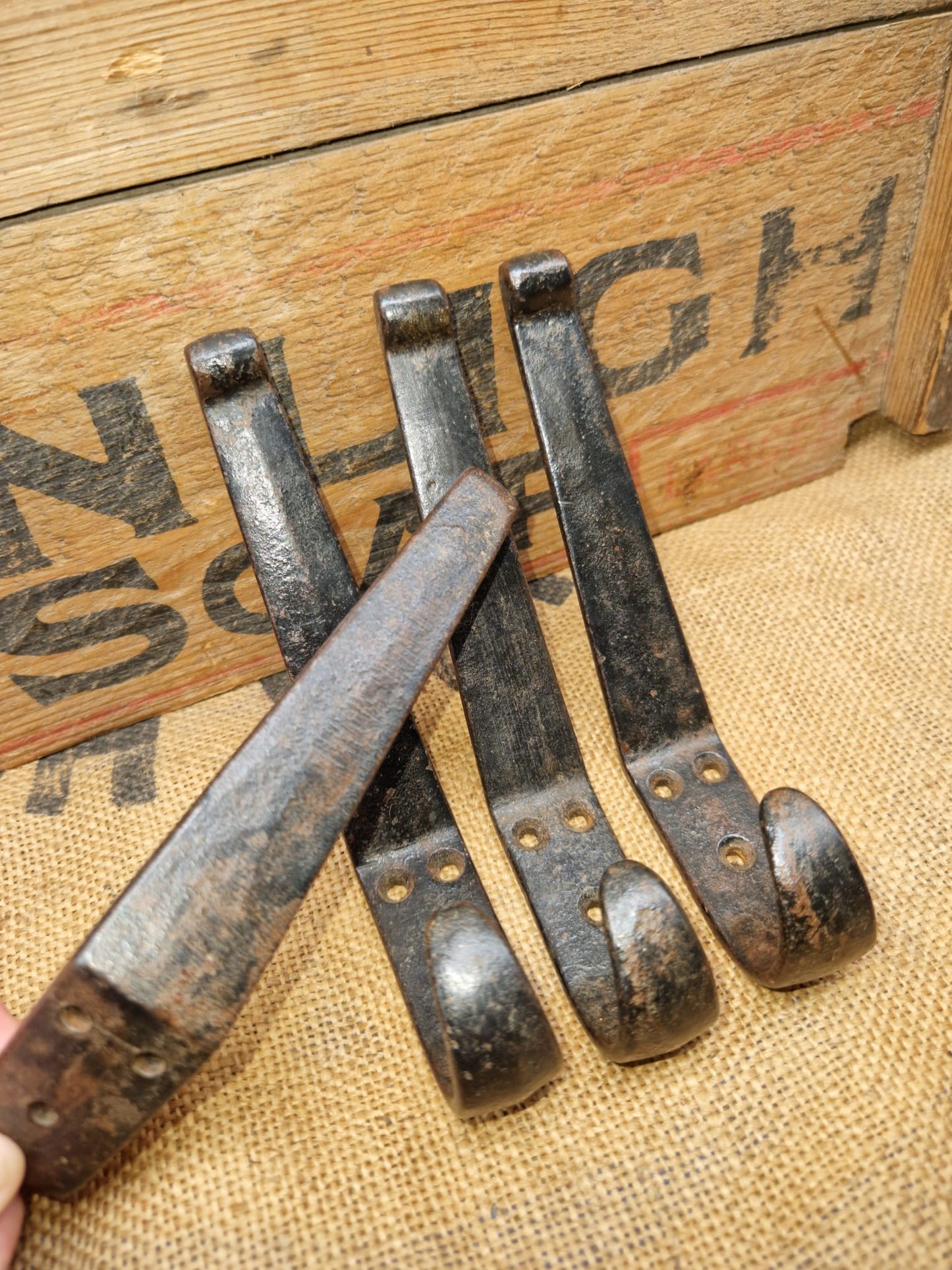 Vintage Iron Coat Hook Hooks Industrial X 4 Reclaimed