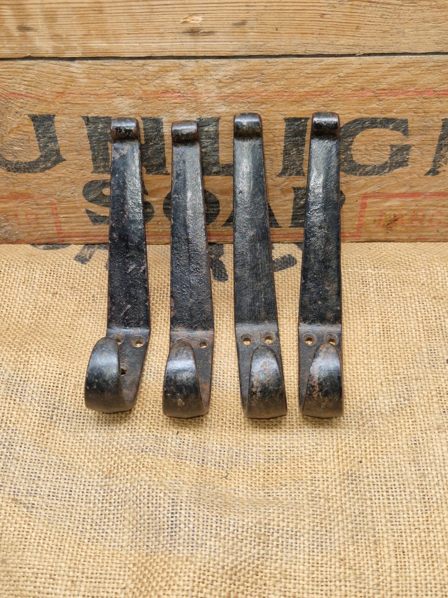 Vintage Iron Coat Hook Hooks Industrial X 4 Reclaimed