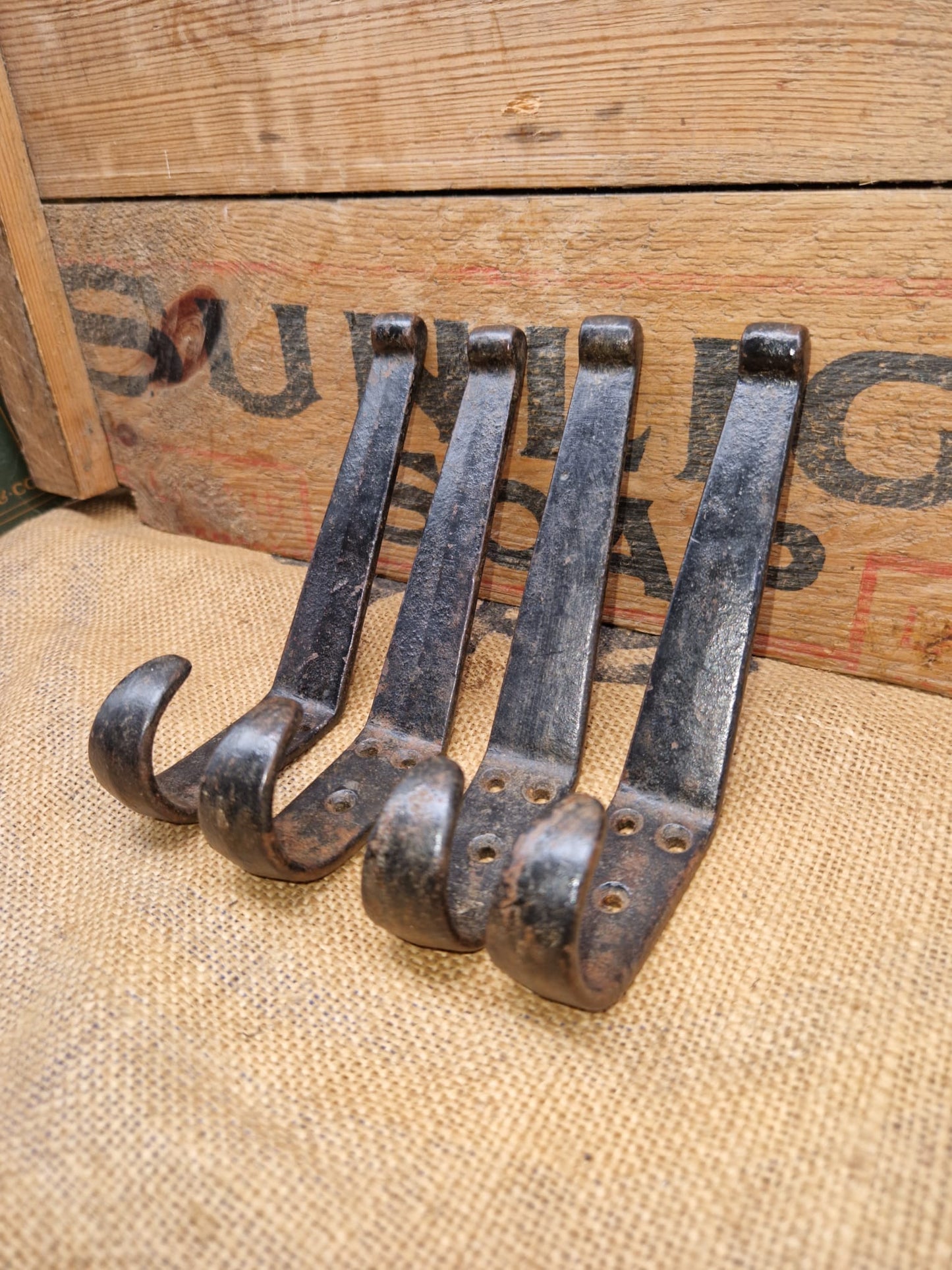 Vintage Iron Coat Hook Hooks Industrial X 4 Reclaimed