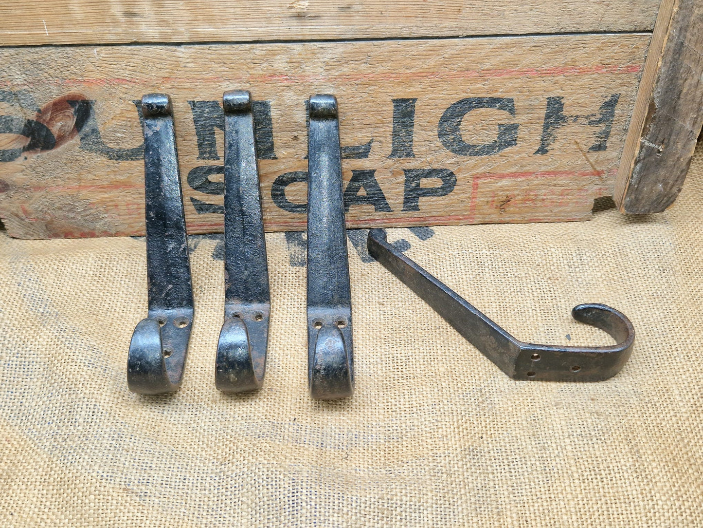 Vintage Iron Coat Hook Hooks Industrial X 4 Reclaimed