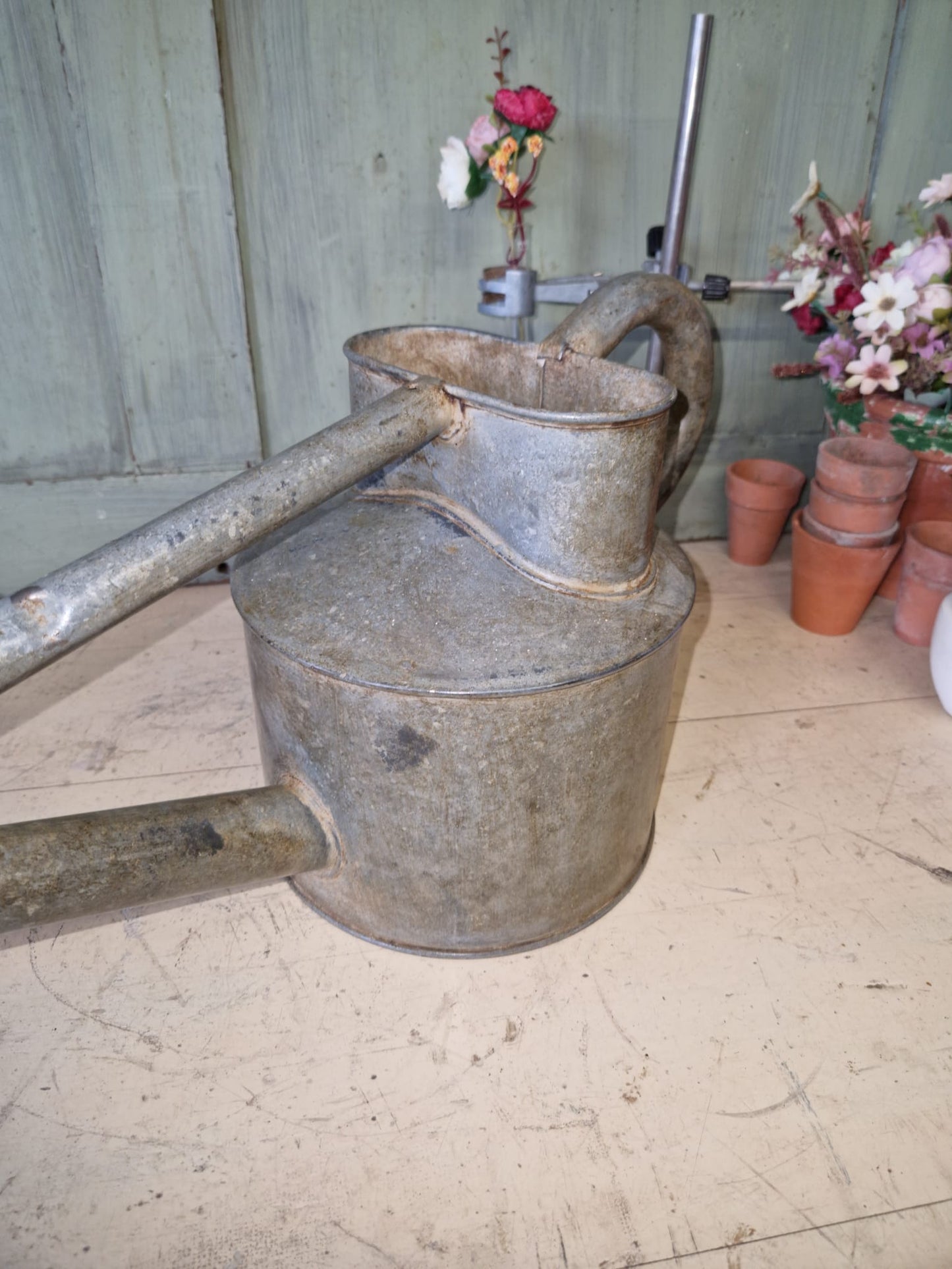 Vintage Haws Galvanised Long Reach Watering Can Brass Spout