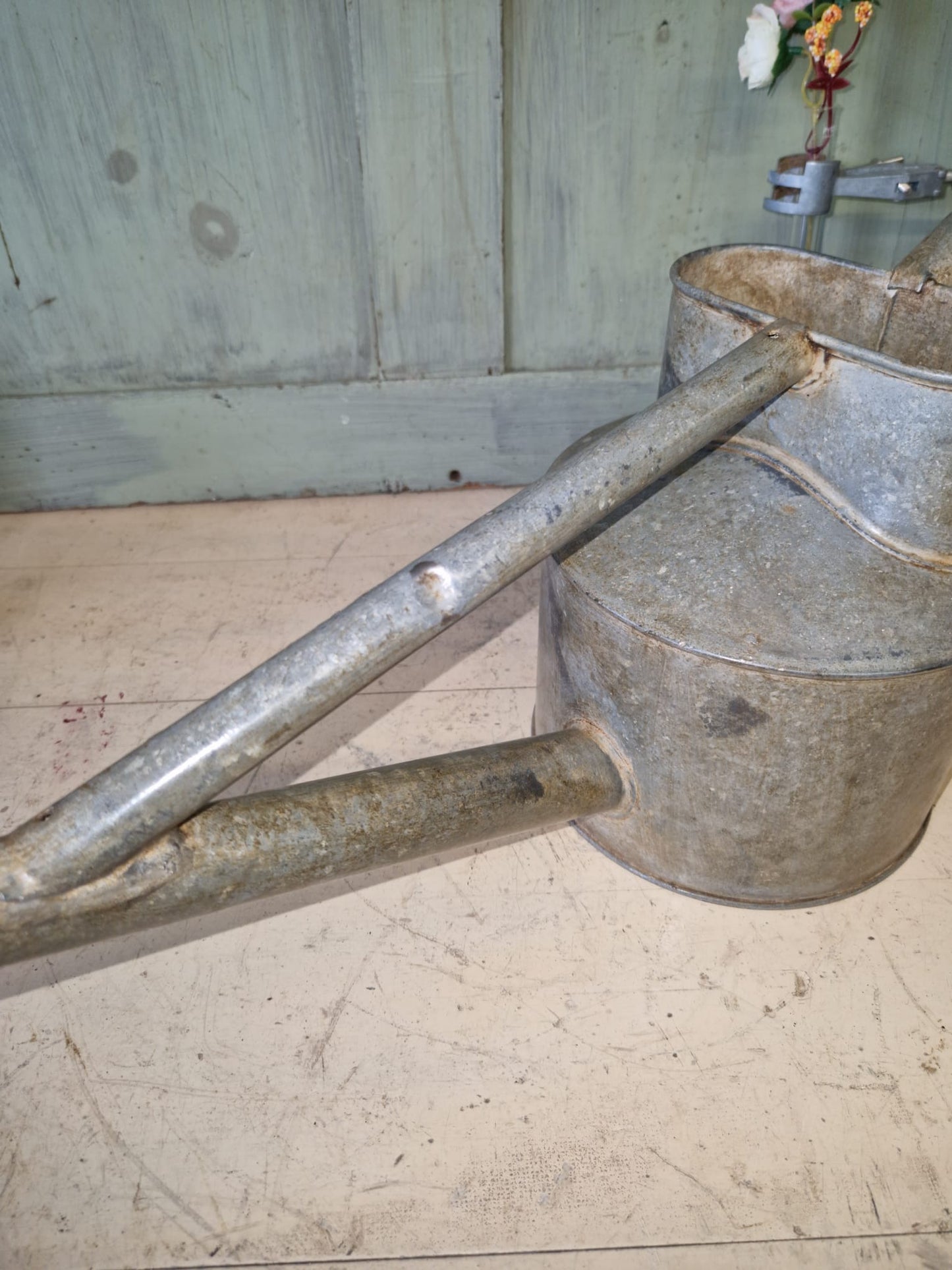 Vintage Haws Galvanised Long Reach Watering Can Brass Spout