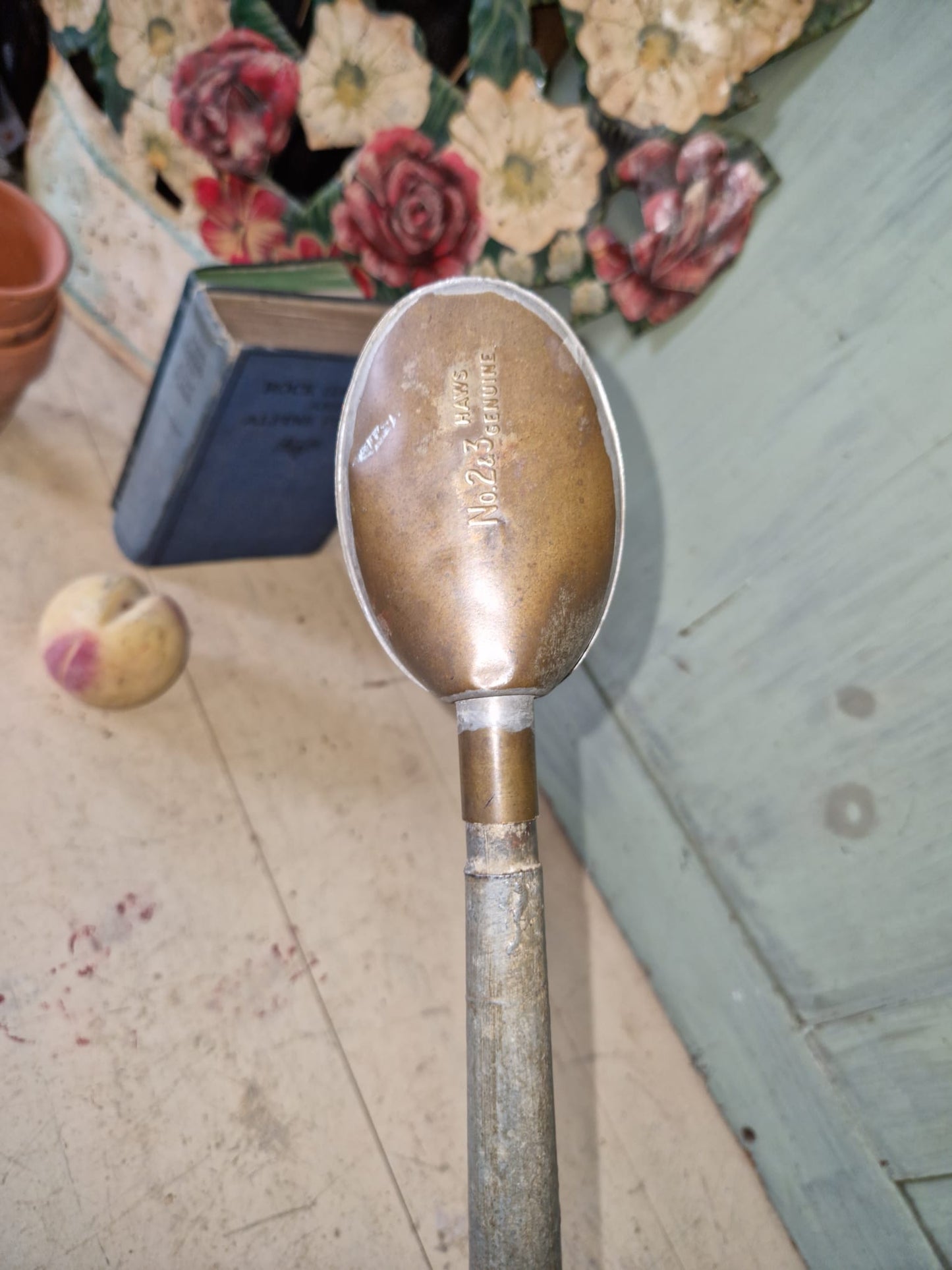 Vintage Haws Galvanised Long Reach Watering Can Brass Spout