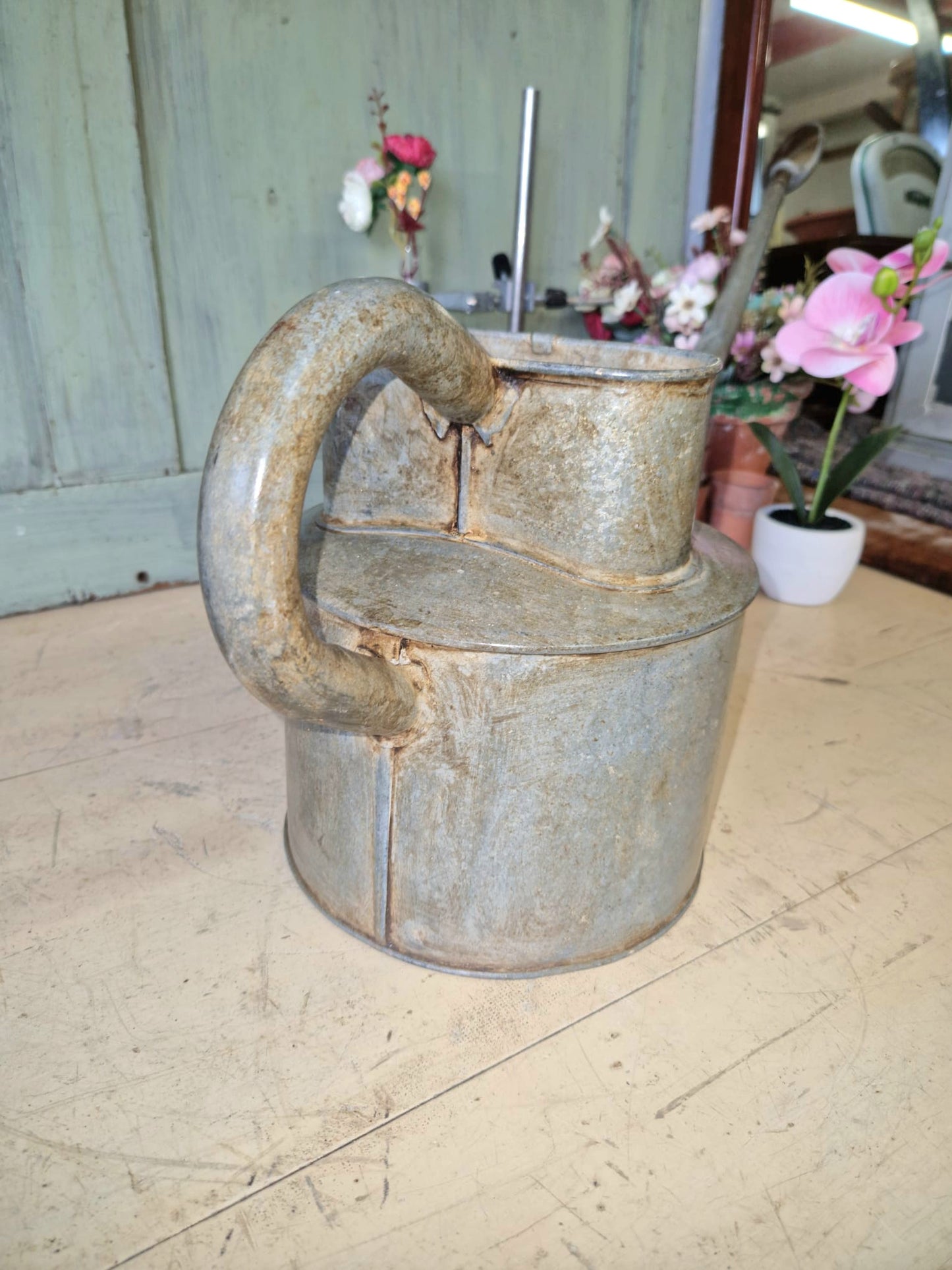 Vintage Haws Galvanised Long Reach Watering Can Brass Spout