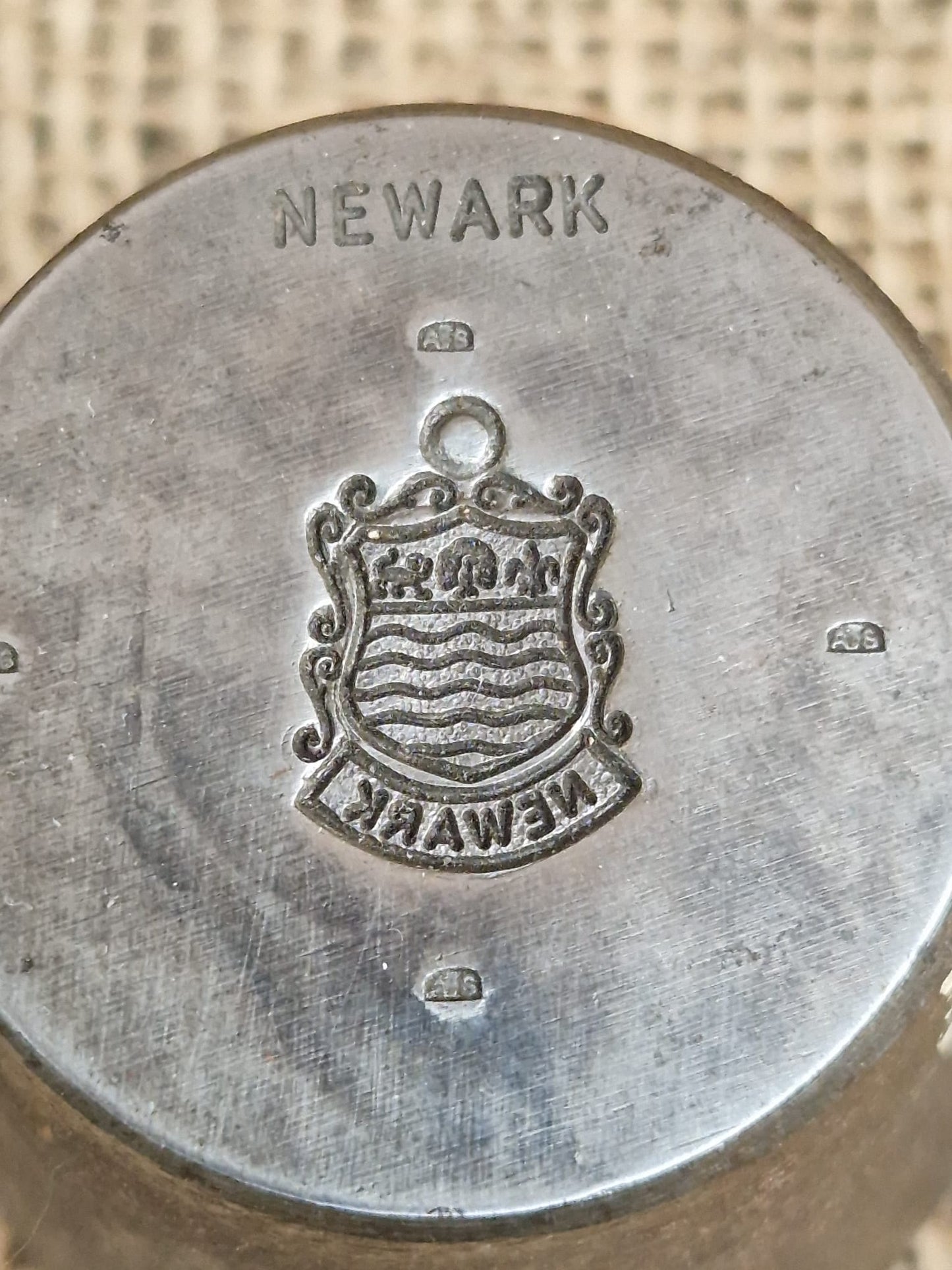 Newark Vintage Silver Enamel TRAVEL SHIELD Bracelet Souvenir Charm Die Stamp