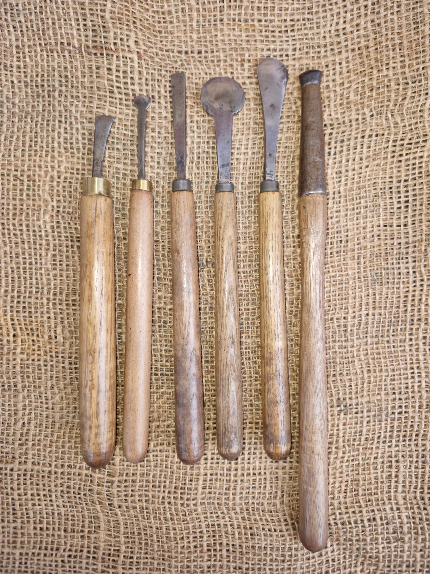 Vintage Burnisher Tools Wooden Handles Burnishing Leather Working Old Tools X 6