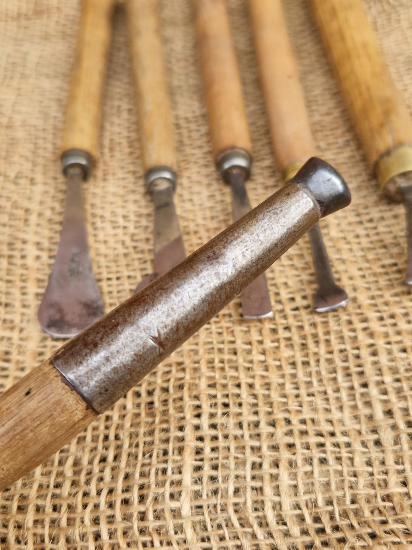 Vintage Burnisher Tools Wooden Handles Burnishing Leather Working Old Tools X 6