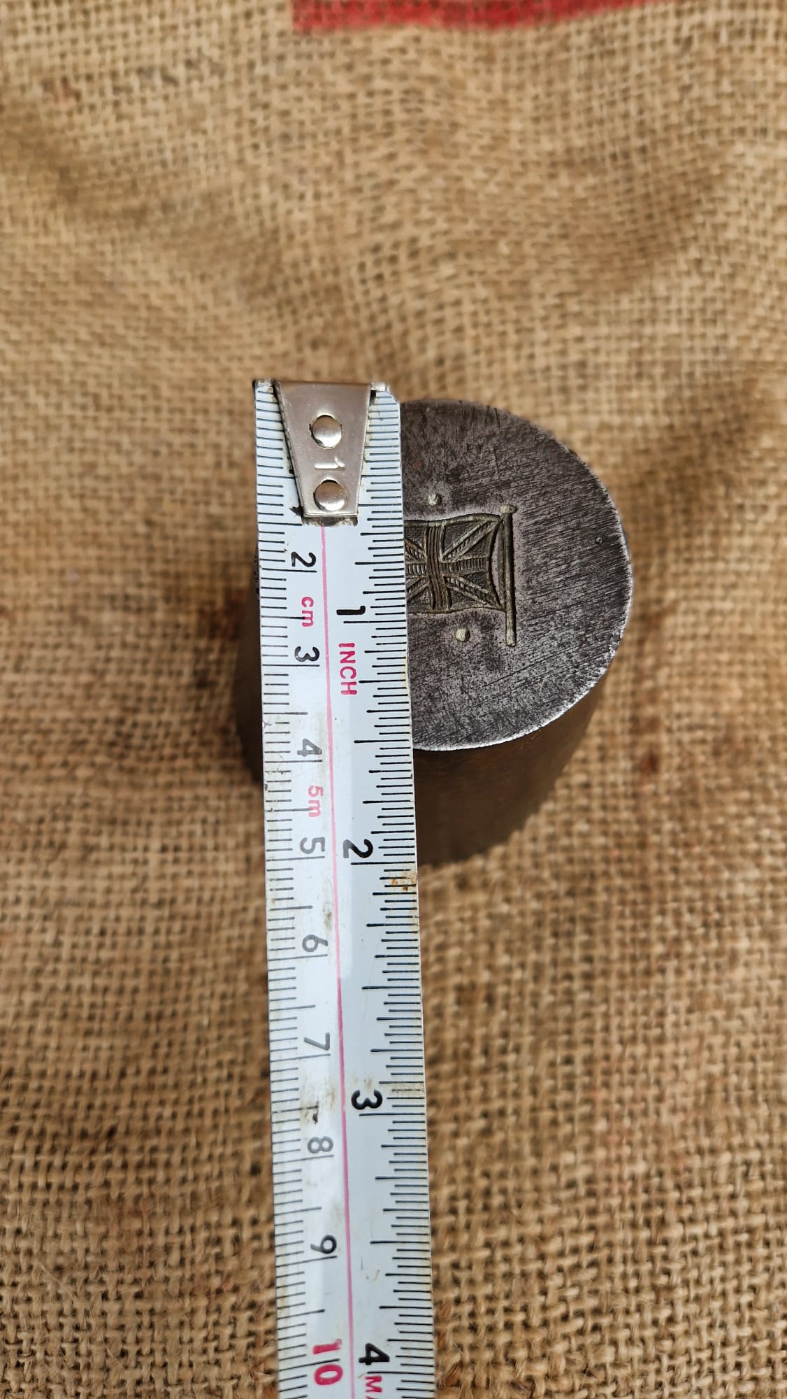 Union Jack Flag Vintage Silver Enamel Die Stamp Industrial