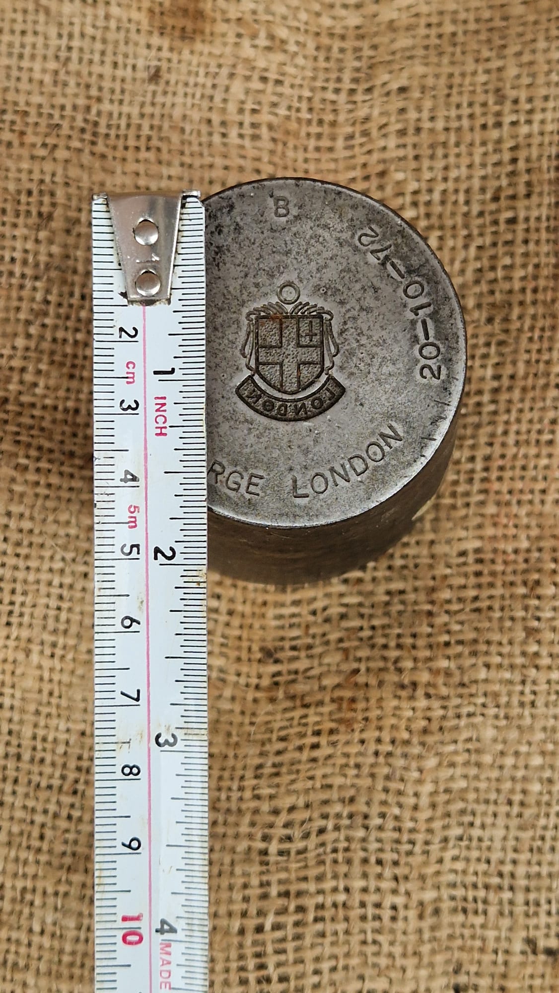 LARGE LONDON Vintage Enamel Souvenir Charm Metal Steel Die Stamp Industrial 1970's WBS