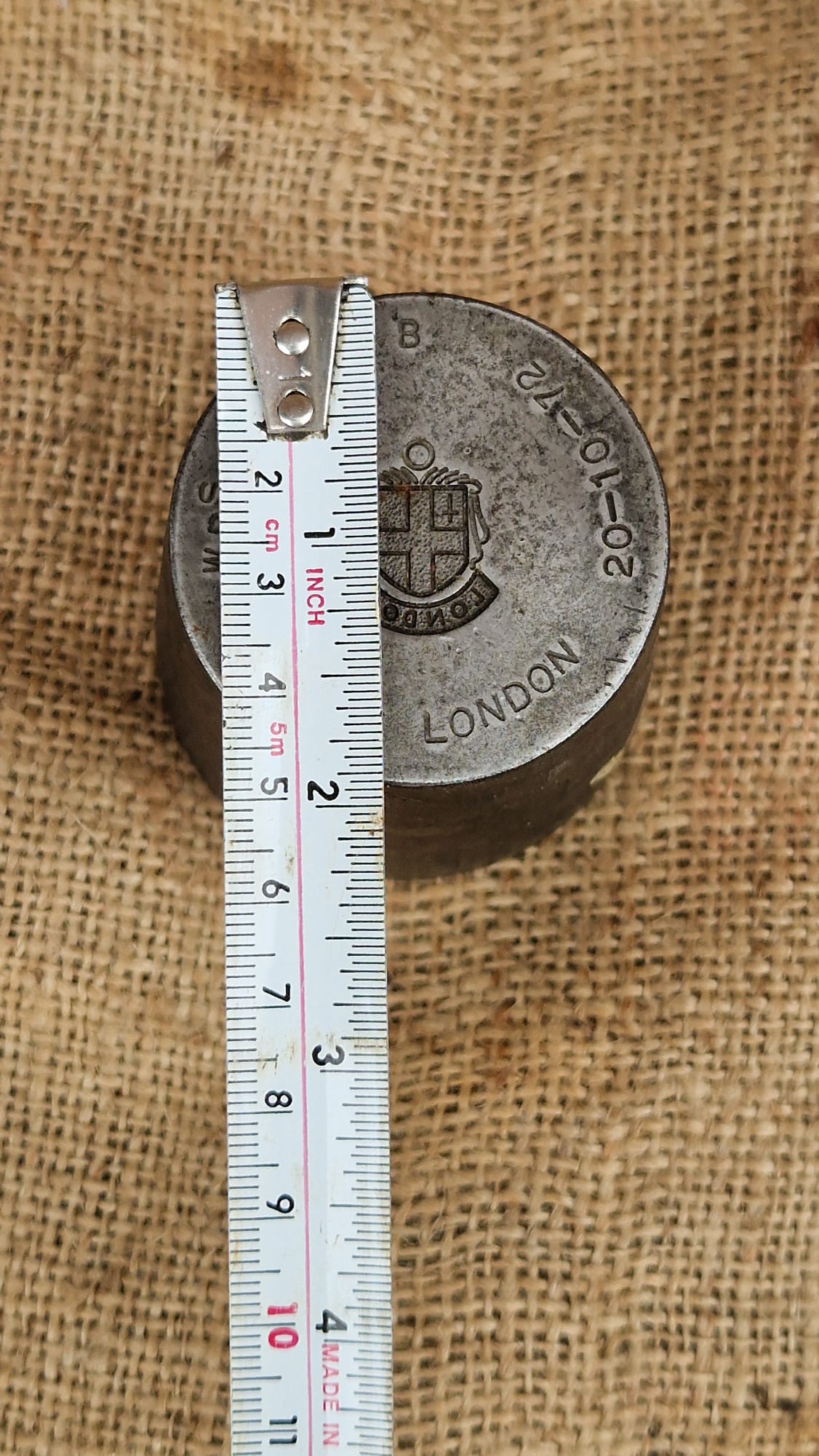 LARGE LONDON Vintage Enamel Souvenir Charm Metal Steel Die Stamp Industrial 1970's WBS