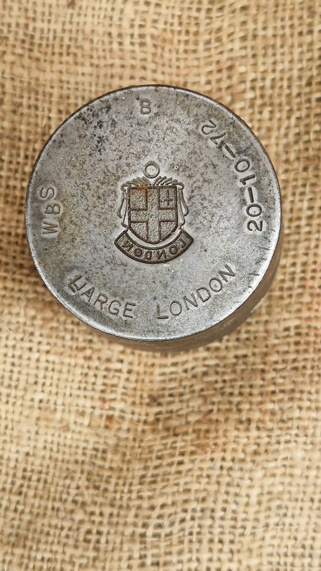 LARGE LONDON Vintage Enamel Souvenir Charm Metal Steel Die Stamp Industrial 1970's WBS