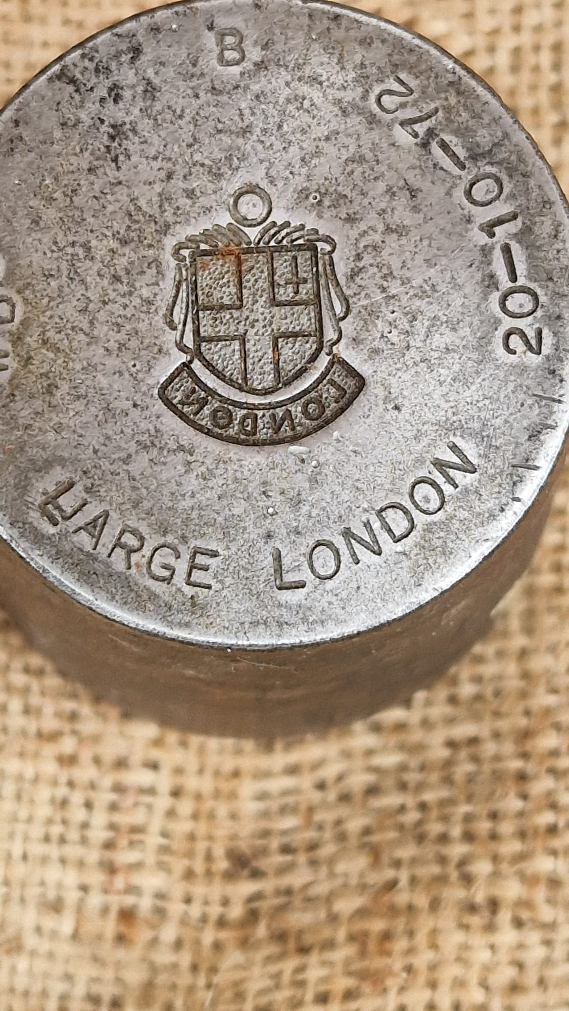 LARGE LONDON Vintage Enamel Souvenir Charm Metal Steel Die Stamp Industrial 1970's WBS