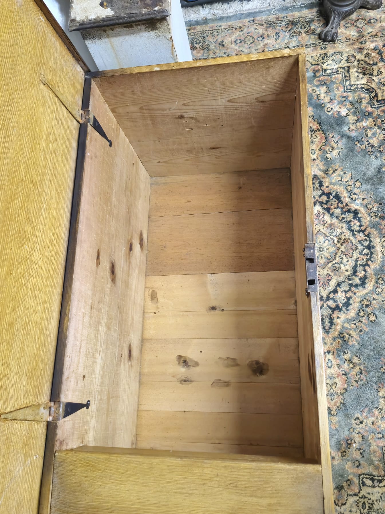 Antique Pine Blanket Box With Original Scumbling Wooden Storage Trunk Scumble