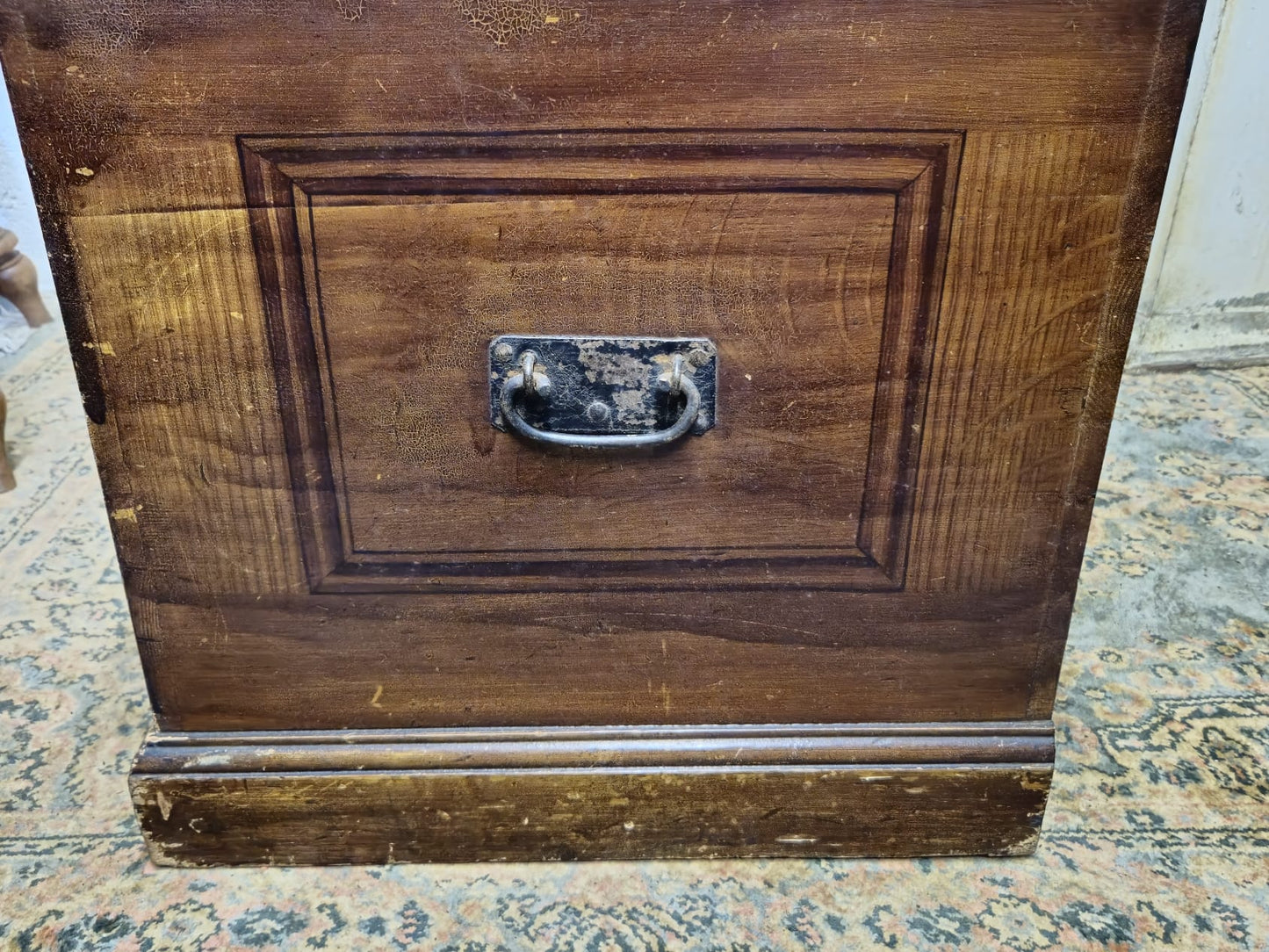 Antique Pine Blanket Box With Original Scumbling Wooden Storage Trunk Scumble