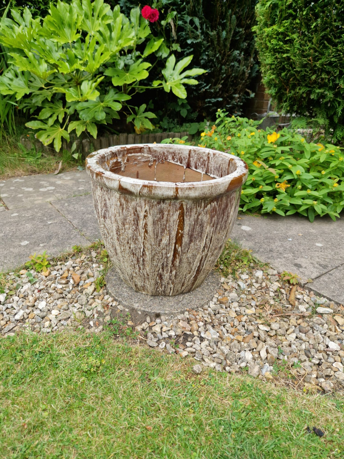 Large Vintage Heavy Fluted Glazed Garden Planter Pot Stunning
