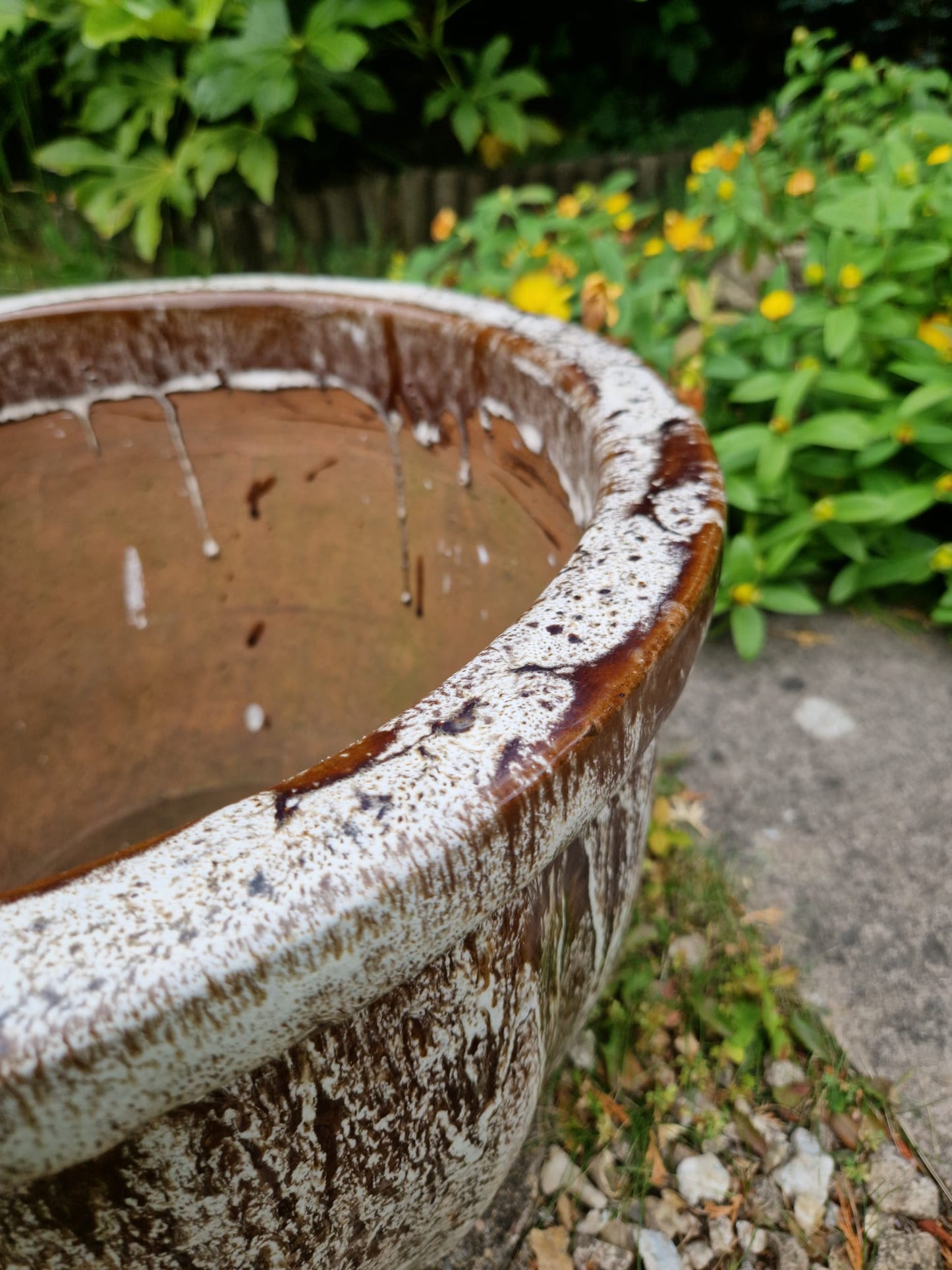 Large Vintage Heavy Fluted Glazed Garden Planter Pot Stunning