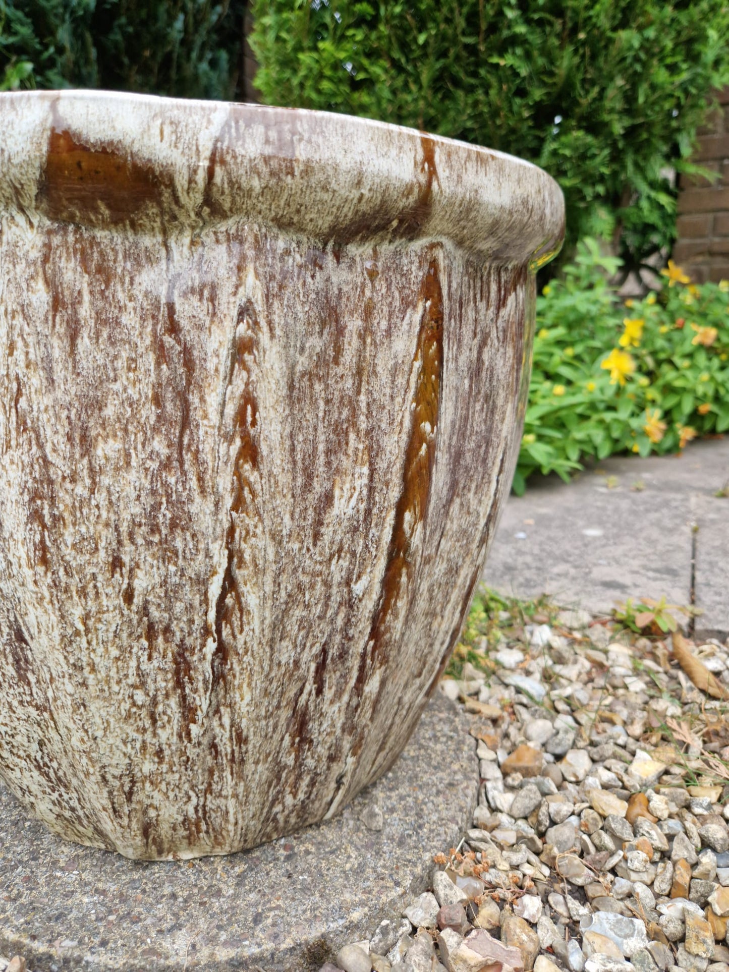 Large Vintage Heavy Fluted Glazed Garden Planter Pot Stunning