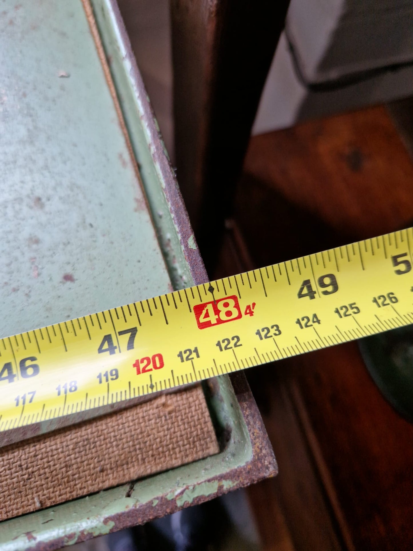 Vintage Green Metal Shoe Factory Shelving Rack Trolley, Mid 20th Century