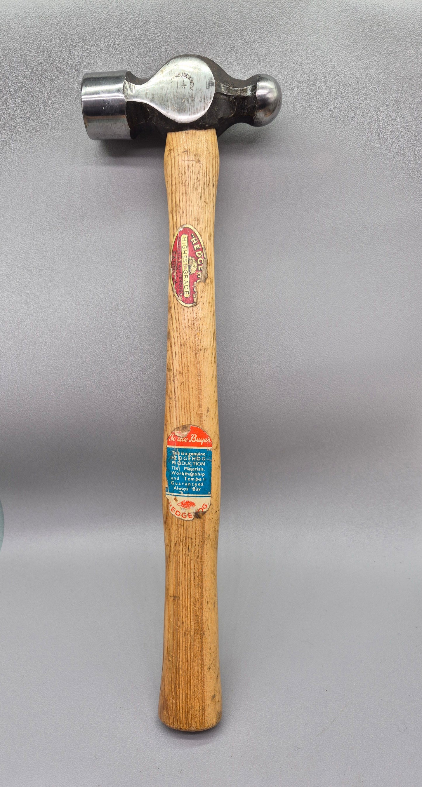 Whitehouse Ball Pein Hammer - 1 1/2 lb - Made In England Original Label Hedgehog