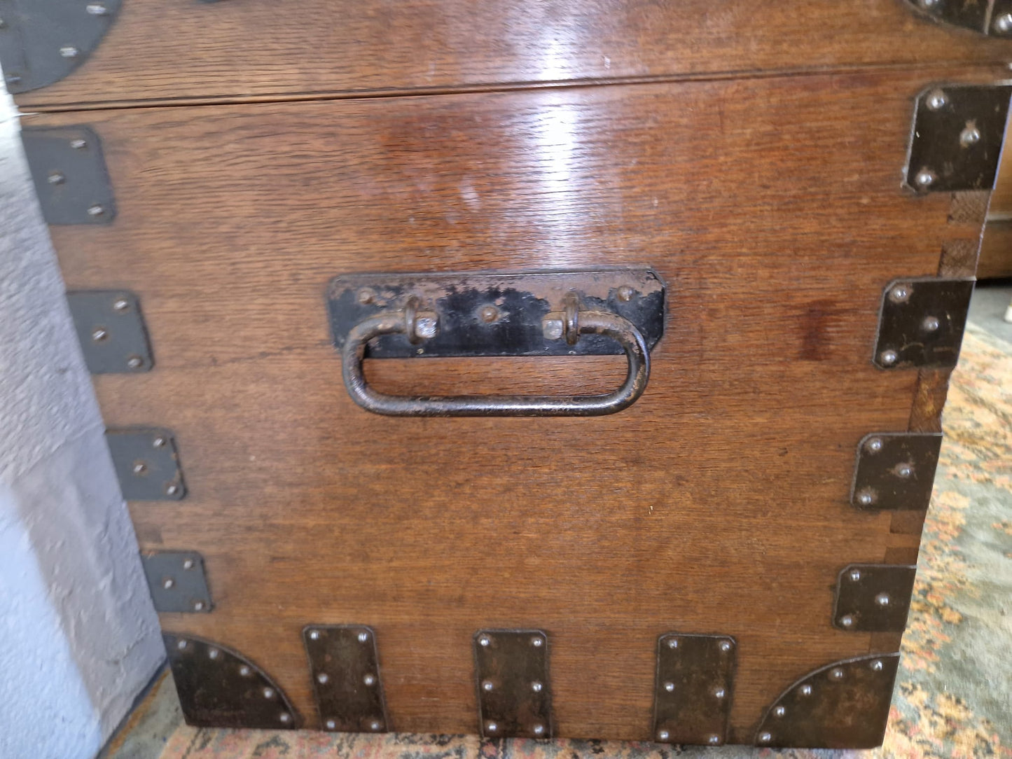 Antique English Oak Silversmiths Box Chest Goldsmiths And Silversmiths London