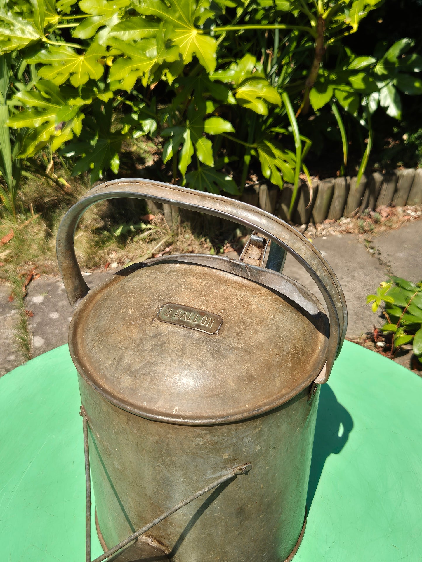 Galvanised Watering Can 2 Gallon Brass Badge
